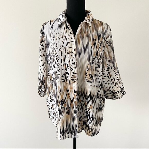 Alia Animal Print Button Down  Blouse - Picture 1 of 14